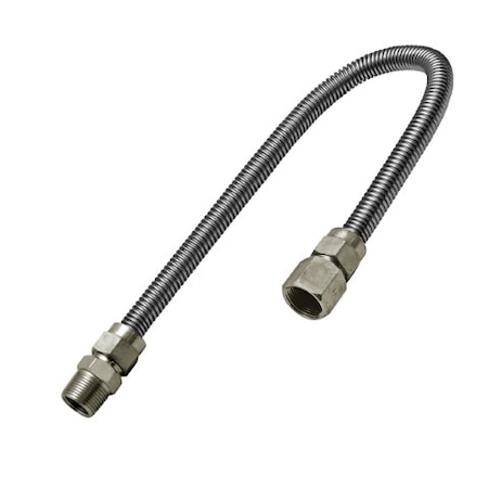 Flextron Gas Line Hose 1/2'' O.D. x 30'' Length 3/8" FIP x MIP Fittings, Stainless Steel Flexible Connector FTGC-SS38-30I